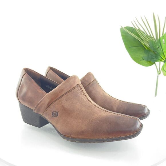 Born Women's Kinney Boot Size 11 Block Heel Shootie Brown Leather Moto Bootie - Picture 2 of 15